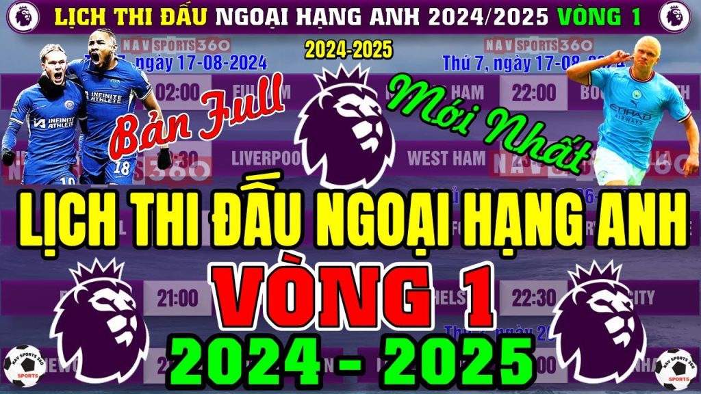 Lịch thi đấu vòng 1 Ngoại hạng Anh 2024–2025